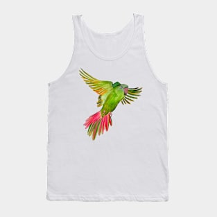 Flying Green Parrot Watercolor Painting Tank Top